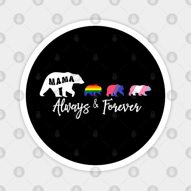 Mama bear Always and forever Bears mom Kids LGBT Gay Transgender Magnet by Thomas Mitchell Coney